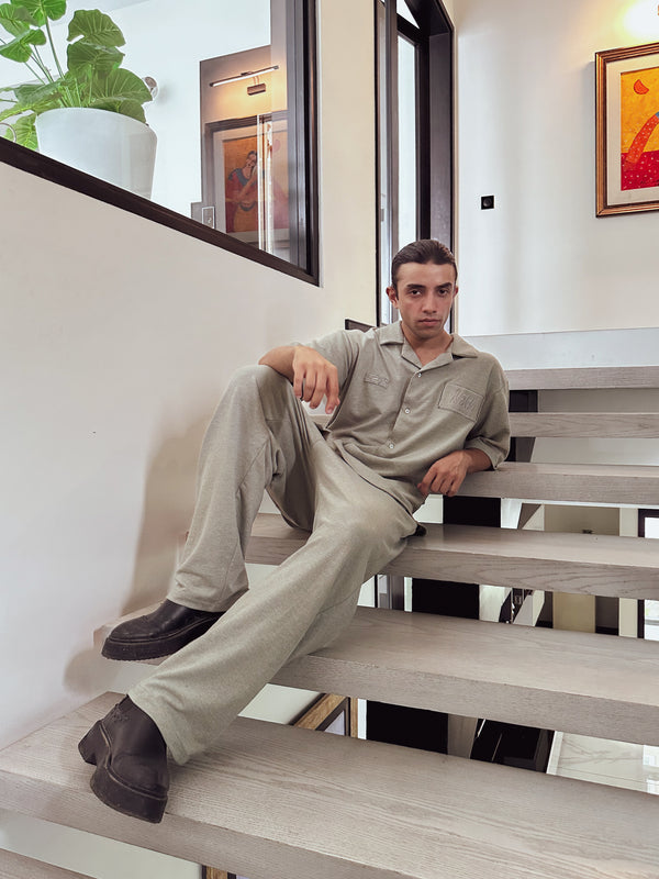 Cuban Collar Co-Ord – Greyish Green